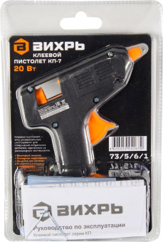 Клеевой пистолет Вихрь КП-7 20Вт 5гр/мин стерж.:7мм (73/5/6/1) от магазина РЭССИ