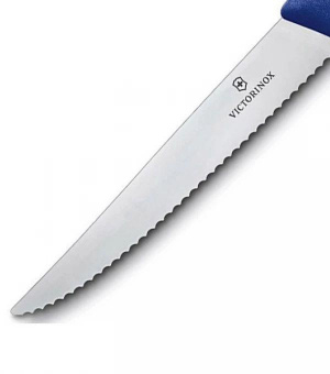 Нож кухонный Victorinox Swiss Classic (6.7232.20) стальной для стейка лезв.110мм серрейт. заточка синий от магазина РЭССИ