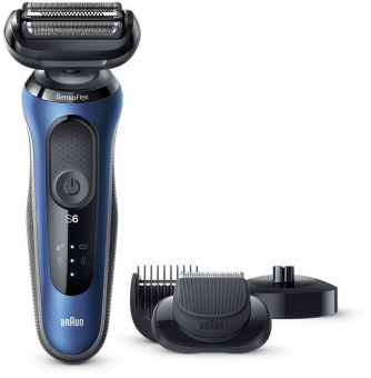 Бритва сетчатая Braun Series 6 60-B4500cs реж.эл.:3 питан.:аккум. черный/синий от магазина РЭССИ