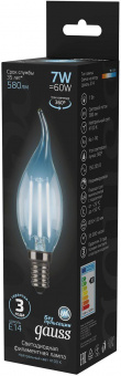Лампа филам. Gauss Filament 7Вт цок.:E14 свеча на ветру 220B 4100K св.свеч.бел.ней. CF35 (упак.:1шт) (104801207) от магазина РЭССИ