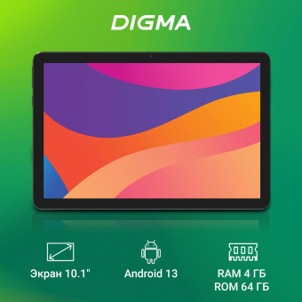 Планшет Digma Optima 1413D 4G T606 (1.6) 8C RAM4Gb ROM64Gb 10.1" IPS 1280x800 3G 4G Android 13 черный 8Mpix 5Mpix BT GPS WiFi Touch microSDHC 64Gb 6000mAh от магазина РЭССИ