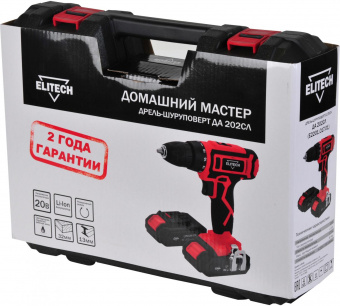 Дрель-шуруповерт Elitech ДА 202СЛ аккум. патрон:быстрозажимной (кейс в комплекте) (E2201.017.01) от магазина РЭССИ