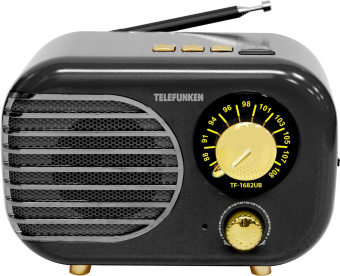 Радиоприемник настольный Telefunken TF-1682B черный/золотистый USB microSD от магазина РЭССИ