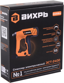 Степлер электрический Вихрь ЭСТ-2400 скобы тип 55: 15-25мм гвозди тип 300: 15-32мм от магазина РЭССИ