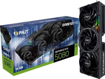 Видеокарта Palit PCI-E PA-RTX5080 GAMINGPRO NVIDIA GeForce RTX 5080 16Gb 256bit GDDR7 2295/30000 HDMIx1 DPx3 HDCP Ret от магазина РЭССИ