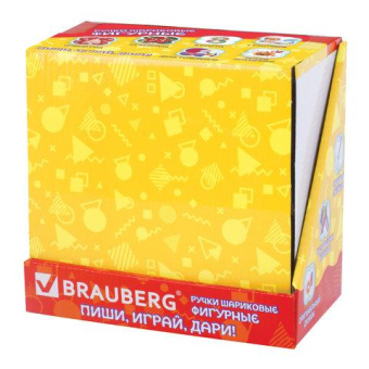 Фигурная ручка BRAUBERG СМАЙЛИКИ МИКС-2 синяя 4 дизайна письма 05 мм дисплей 142772 от магазина РЭССИ
