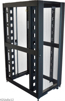 Шкаф коммутационный Lanmaster (LAN-DC-CBP-48UX8X10) напольный 48U 800x1070мм пер.дв.перфор. задн.дв.перфор.2-хст. 1500кг черный 2259мм от магазина РЭССИ