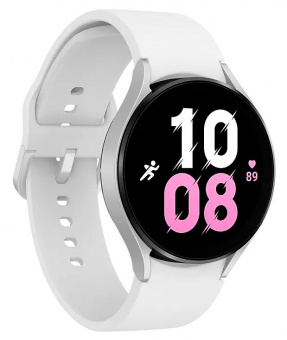 Смарт-часы Samsung Galaxy Watch 5 44мм 1.4" AMOLED корп.серебристый рем.белый (SM-R910NZSAMEA) от магазина РЭССИ