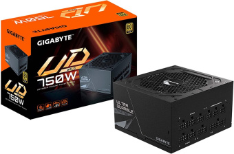 Блок питания Gigabyte ATX 750W GP-UD750GM 80+ gold 24+2x(4+4) pin APFC 120mm fan 8xSATA Cab Manag RTL от магазина РЭССИ