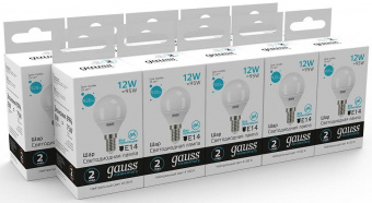 Лампа светодиодная Gauss Elementary 12Вт цок.:E14 шар 220B 4100K св.свеч.бел.ней. (упак.:10шт) (53122) от магазина РЭССИ
