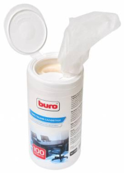 Салфетки Buro BU-Tsurl для пластиковых поверхностей и офисной мебели туба 100шт влажных от магазина РЭССИ