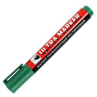 Перманентный маркер BRAUBERG ULTRA MARKER зеленый 35 мм с клипом 152207 от магазина РЭССИ