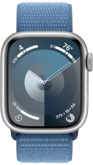 Смарт-часы Apple Watch Series 9 A2980 45мм OLED корп.серебристый Sport Loop рем.синий разм.брасл.:145-220мм (MR9F3LW/A) от магазина РЭССИ