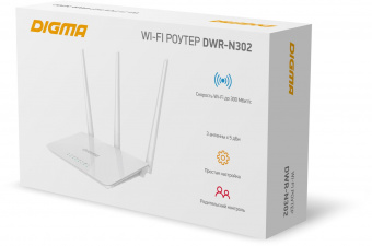 Роутер беспроводной Digma DWR-N302 N300 10/100BASE-TX белый (упак.:1шт) от магазина РЭССИ