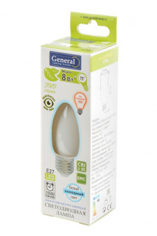 Лампа светодиодная General ЭКО GLDEN-CS-M-8-230-E27-6500 Филамент 4.3Вт E27 6500K BL1 от магазина РЭССИ