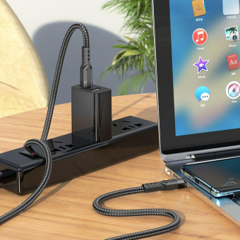 Кабель Hoco U110 Type-C to Type-C USB Type-C-USB Type-C 1.2м черный коробка от магазина РЭССИ
