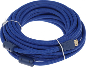 Кабель аудио-видео HDMI (m)/HDMI (m) 10м. феррит.кольца позолоч.конт. синий от магазина РЭССИ
