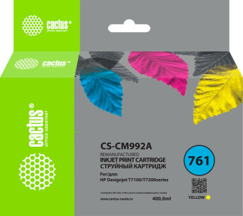 Картридж струйный Cactus CS-CM992A №761 желтый (400мл) для HP HP DesignJet T7100/Т7200 от магазина РЭССИ