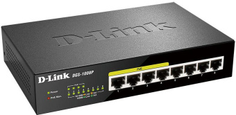 Коммутатор D-Link DGS-1008P/E1A 8G 4PoE+ 80W неуправляемый от магазина РЭССИ