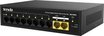 Коммутатор Tenda SG110PC (L2) 10x1Гбит/с 8PoE 95W неуправляемый от магазина РЭССИ