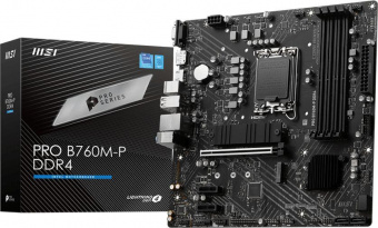 Материнская плата MSI PRO B760M-P DDR4 Soc-1700 Intel B760 4xDDR4 mATX AC`97 8ch(7.1) GbLAN+VGA+HDMI+DP от магазина РЭССИ