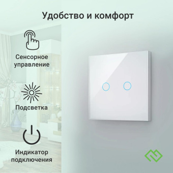 Умный выключатель Digma DiSwitch 2p 2-хкл. универсальный белый (DSW2P) от магазина РЭССИ