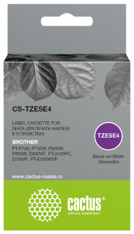 Картридж ленточный Cactus CS-TZESE4 TZe-SE4 черный для Brother PT-P700, P750W, P900W, P950W, D600VP, PT-2430PC, 2700VP, PT-E550WVP от магазина РЭССИ