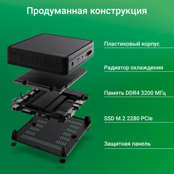 Неттоп Digma Mini Office Cel N4020 (1.1) 8Gb SSD256Gb UHDG 600 CR Windows 11 Professional GbitEth WiFi BT 36W черный (DPCN-8CXW01) от магазина РЭССИ