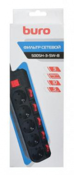Сетевой фильтр Buro 500SH-3-SW-B 3м (5 розеток) черный (коробка) от магазина РЭССИ