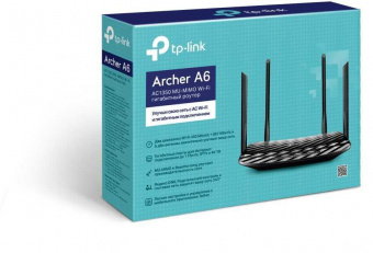 Роутер беспроводной TP-Link Archer A6 AC1200 10/100/1000BASE-TX черный от магазина РЭССИ