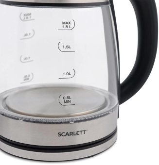 Чайник электрический Scarlett SC-EK27G40 1.8л. 1800Вт серебристый/черный корпус: стекло (EK27G40) от магазина РЭССИ