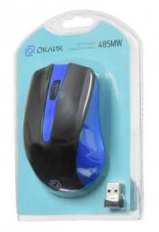 Мышь Оклик 485MW черный/синий оптическая (1000dpi) беспроводная USB для ноутбука (3but) от магазина РЭССИ