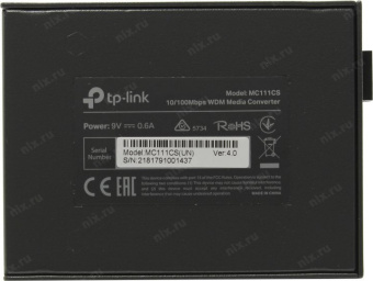 TP-Link MC111CS 10/100Mbps RJ45 to 100Mbps single-mode SC fiber Converter, Full-duplex,Tx:1550nm, Rx:1310nm, up to 20Km, switching power adapter, chassis mountable от магазина РЭССИ
