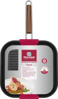 Сковорода-гриль Rondell Fjord RDA-1798 квадратная покрытие: Xylan Plus ручка несъемная (без крышки) черный от магазина РЭССИ