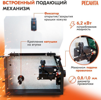 Сварочный аппарат Ресанта САИПА-160 инвертор FLUX/MIG-MAG 6.2кВт от магазина РЭССИ