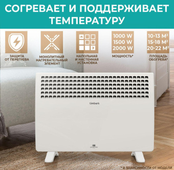 Конвектор Timberk Legend Pro T-EC1500-X1M 1500Вт белый от магазина РЭССИ