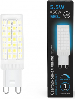 Лампа светодиодная Gauss 107309355-D 5.5Вт цок.:G9 капсул. 220B 6500K св.свеч.бел.хол. (упак.:1шт) от магазина РЭССИ