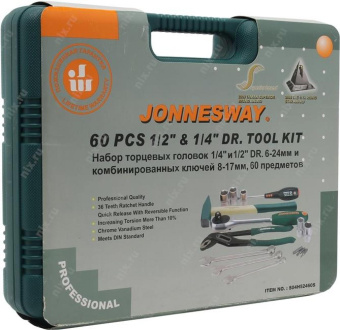Универсальный набор торцевых головок 1/4"DR 6-13 мм и 1/2"DR 12-24 мм Jonnesway S04H52460S от магазина РЭССИ