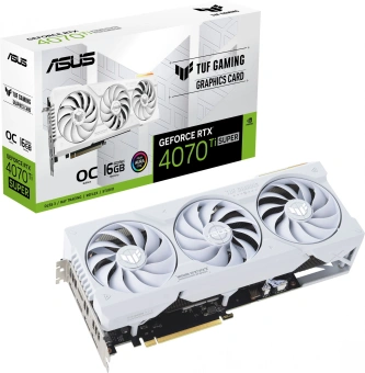 Видеокарта Asus PCI-E 4.0 TUF-RTX4070TIS-O16G-WHITE-GAMING NVIDIA GeForce RTX 4070TI Super 16Gb 192bit GDDR6X 2640/21000 HDMIx2 DPx3 HDCP Ret от магазина РЭССИ