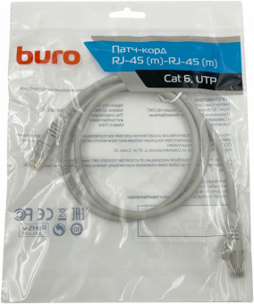 Патч-корд Buro UTP 4 пары cat6 CCA molded 1м серый RJ-45 (m)-RJ-45 (m) от магазина РЭССИ