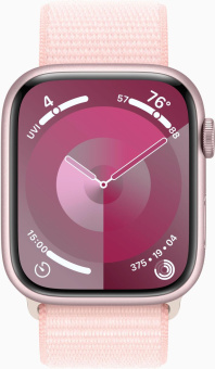 Смарт-часы Apple Watch Series 9 A2980 45мм OLED корп.розовый Sport Loop рем.светло-розовый разм.брасл.:145-220мм (MR9J3LL/A) от магазина РЭССИ