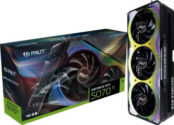 Видеокарта Palit PCI-E 5.0 RTX5070Ti GAMEROCK NVIDIA GeForce RTX 5070TI 16Gb 256bit GDDR7 2295/28000 HDMIx1 DPx3 HDCP Ret от магазина РЭССИ