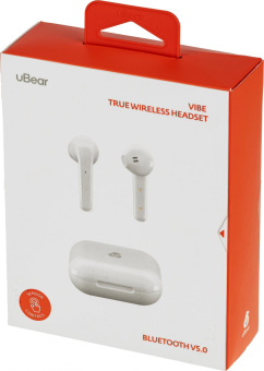 Гарнитура вкладыши uBear Vibe белый беспроводные bluetooth в ушной раковине (TW03WH01-BD) от магазина РЭССИ