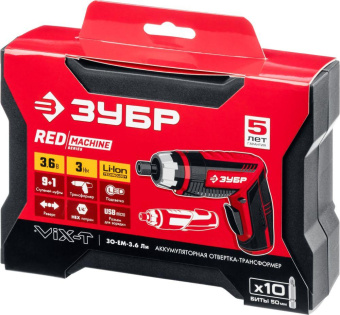 Отвертка аккум. Зубр ЗО-ЕМ-3.6 Ли аккум. патрон:Шестигранник 6.35 мм (1/4) (кейс в комплекте) от магазина РЭССИ