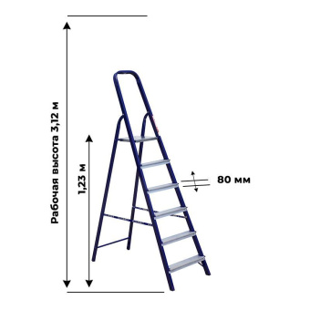 Стальная стремянка Алюмет  6 ступеней. Серия М8406 от магазина РЭССИ