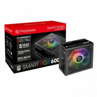 Блок питания Thermaltake ATX 600W Smart RGB 600 80+ (24+4+4pin) APFC 120mm fan color LED 6xSATA RTL от магазина РЭССИ