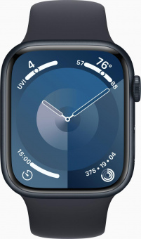 Смарт-часы Apple Watch Series 9 A2980 45мм OLED корп.темная ночь Sport Band рем.темная ночь разм.брасл.:160-210мм (MR9A3QA/A) от магазина РЭССИ