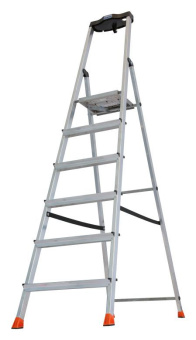 Свободностоящая стремянка Krause MONTO SAFETY 2К заглушки 6 ступеней 128966 от магазина РЭССИ