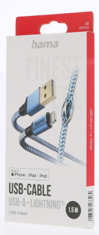 Кабель Hama H-201553 00201553 USB (m)-Lightning (m) 1.5м синий от магазина РЭССИ
