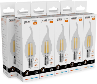 Лампа филам. Gauss Filament 10Вт цок.:E14 свеча св.свеч.бел.теп. (упак.:10шт) (42110) от магазина РЭССИ